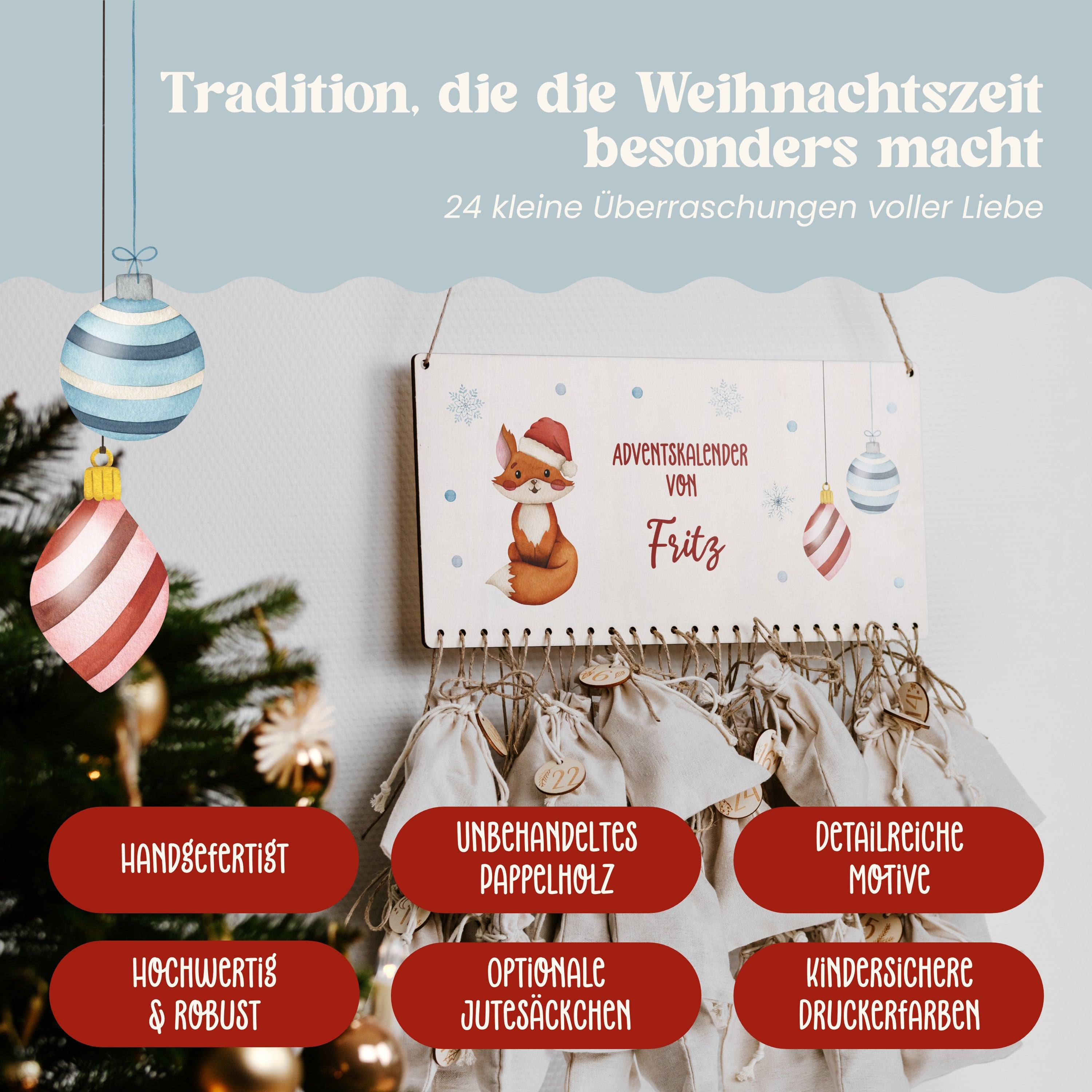 Adventskalender Brett | Design 01 | Tiere